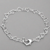 Sterling Silver Linked Open Hearts Bracelet