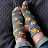 POM Grey & Pink Fox Socks