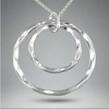 Sterling Silver Double Beaten Rings Necklace