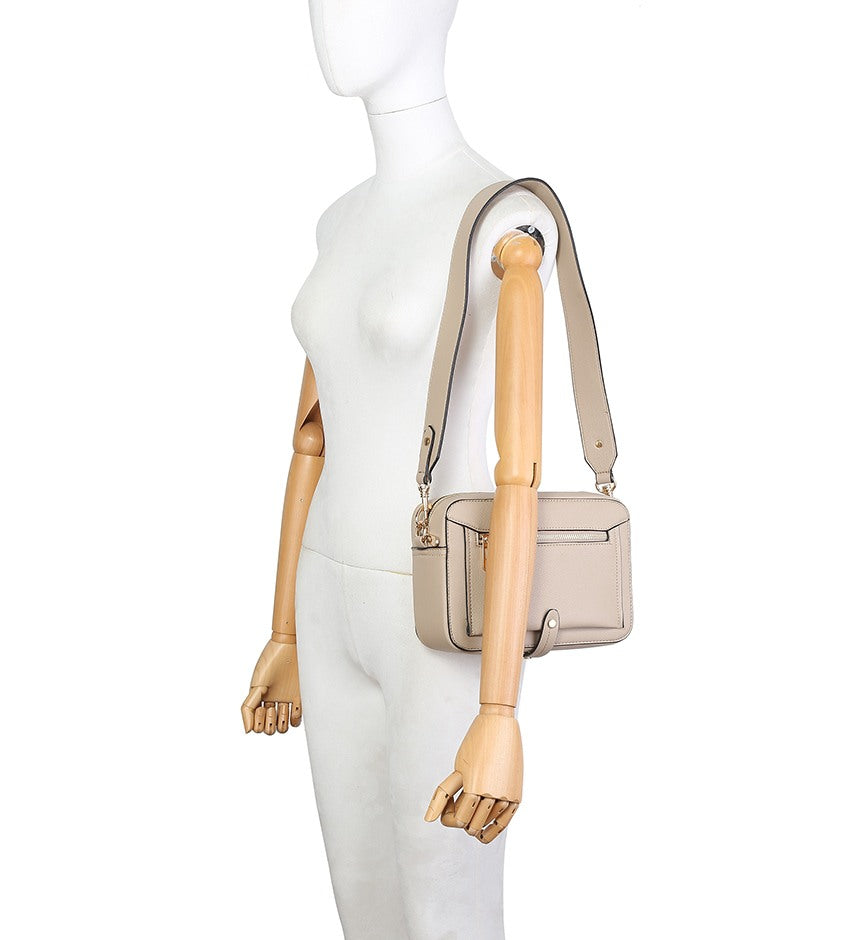 Scarlett Double Strap Crossbody Bag - Beige