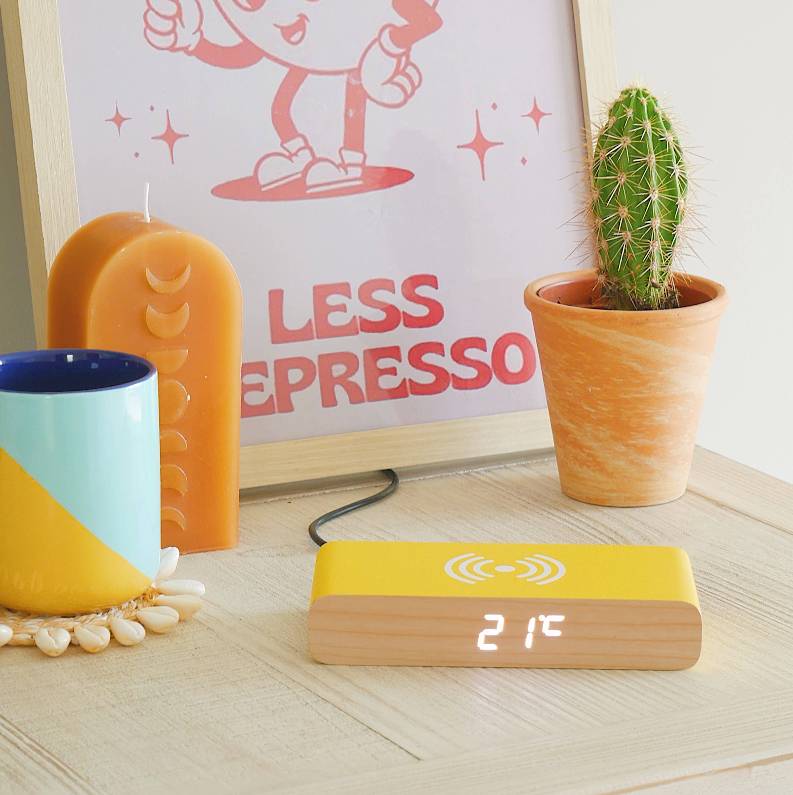 Steepletone  Rise Charge - Wireless Charger & Alarm Clock: Yellow