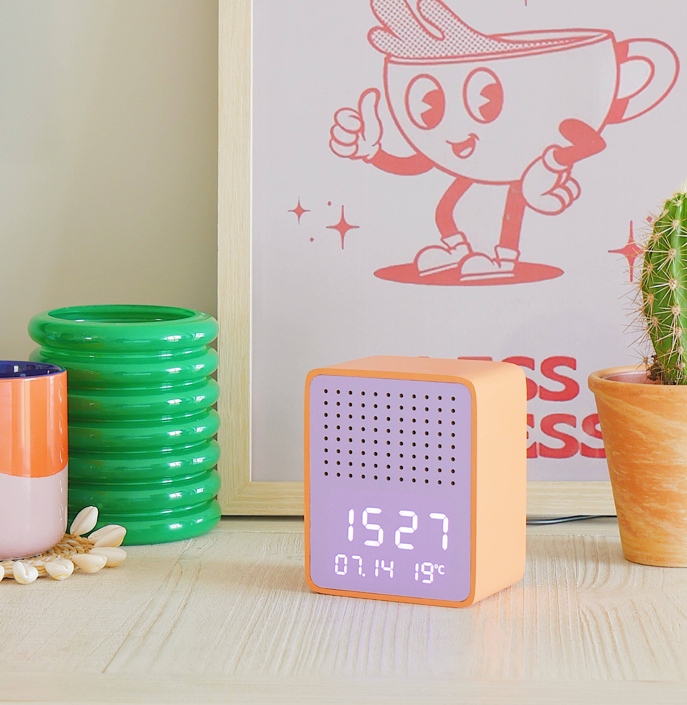 Steepletone  Rise Play - Bluetooth Speaker & Alarm Clock: Yellow/Purple