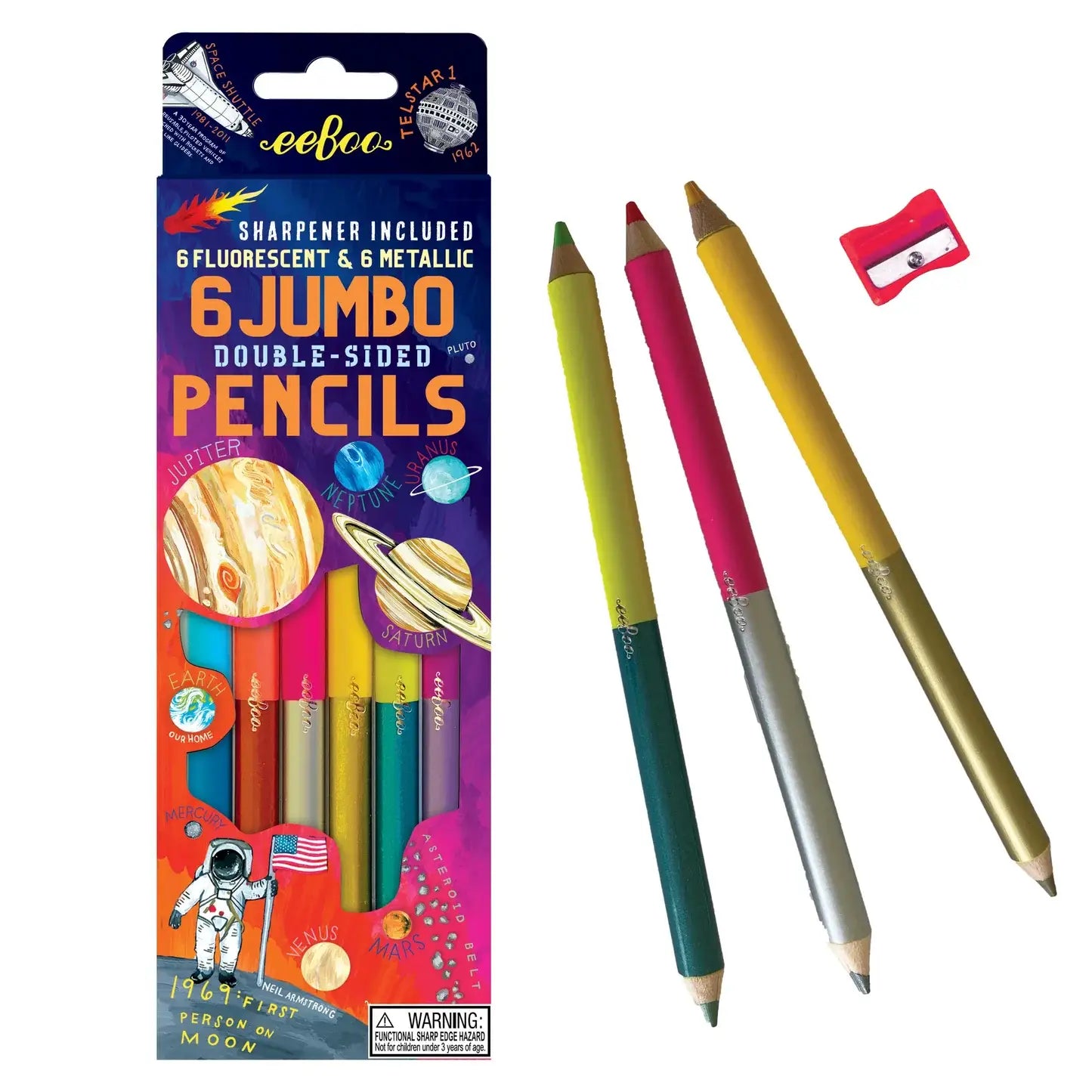 EeBoo Solar System - 6 x Double Sided Jumbo Pencils