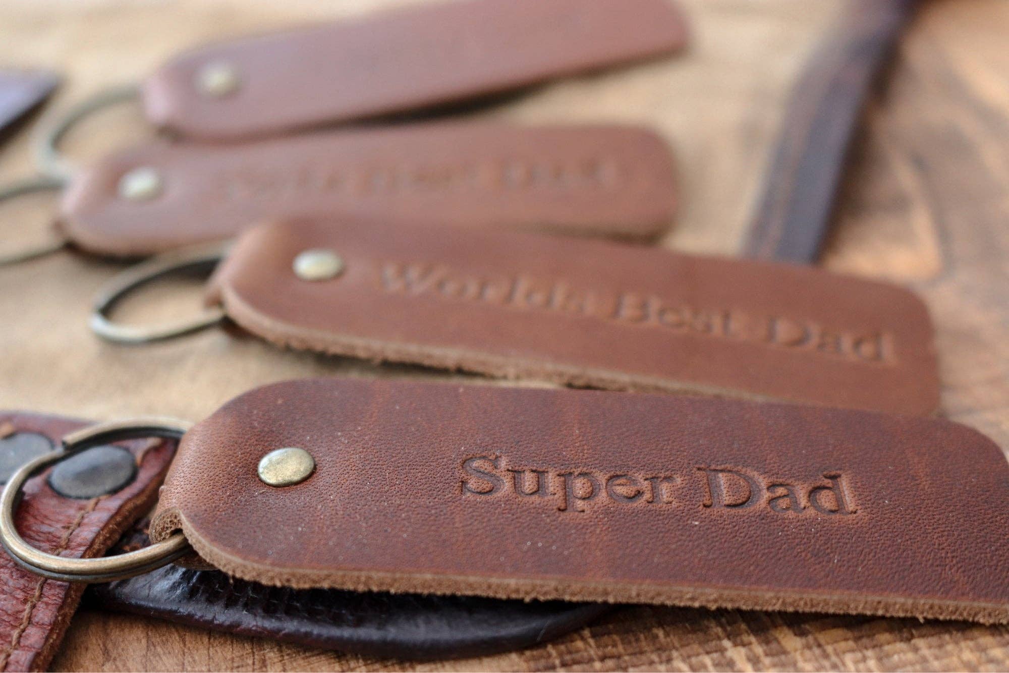 Lucas Ruth - Worlds Best Dad Leather Keyring