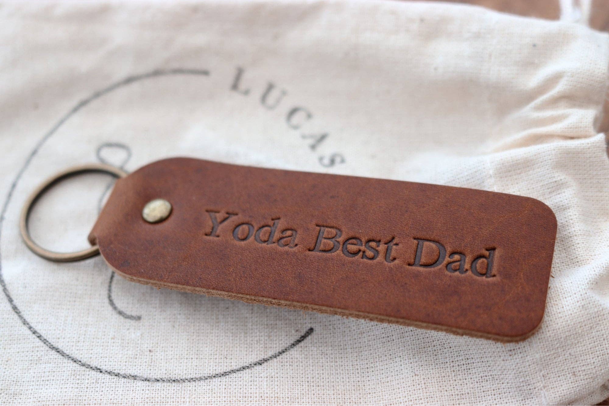 Lucas Ruth - Worlds Best Dad Leather Keyring