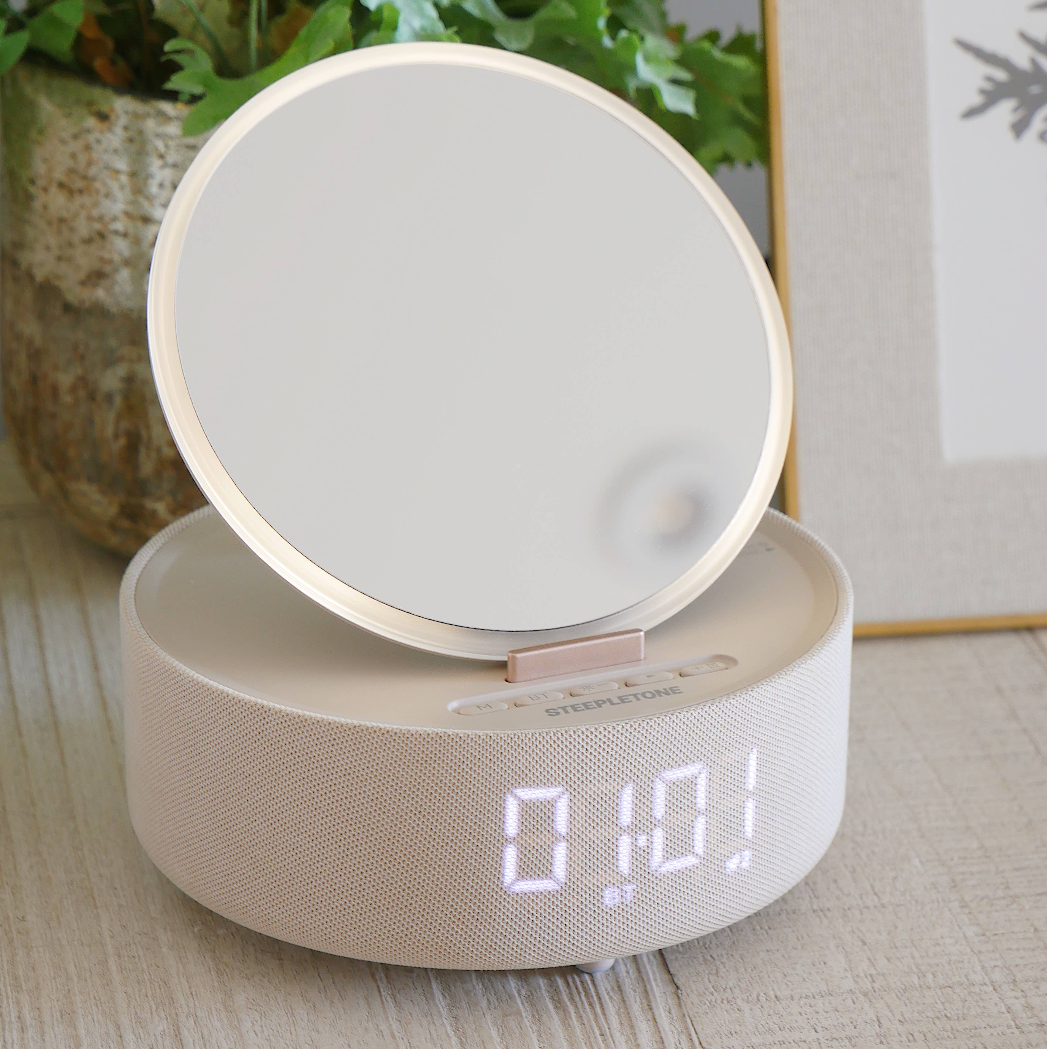 Steepletone  GLOW - Mirror, Bluetooth Speaker, Clock & Wireless Charger