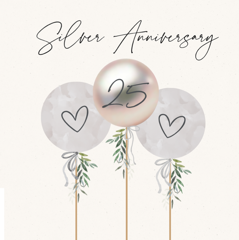 Petimo - Camille Silver Anniversary Balloons Card