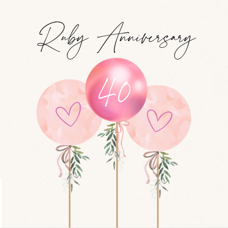 Petimo - Camille Ruby Anniversary Balloons Card