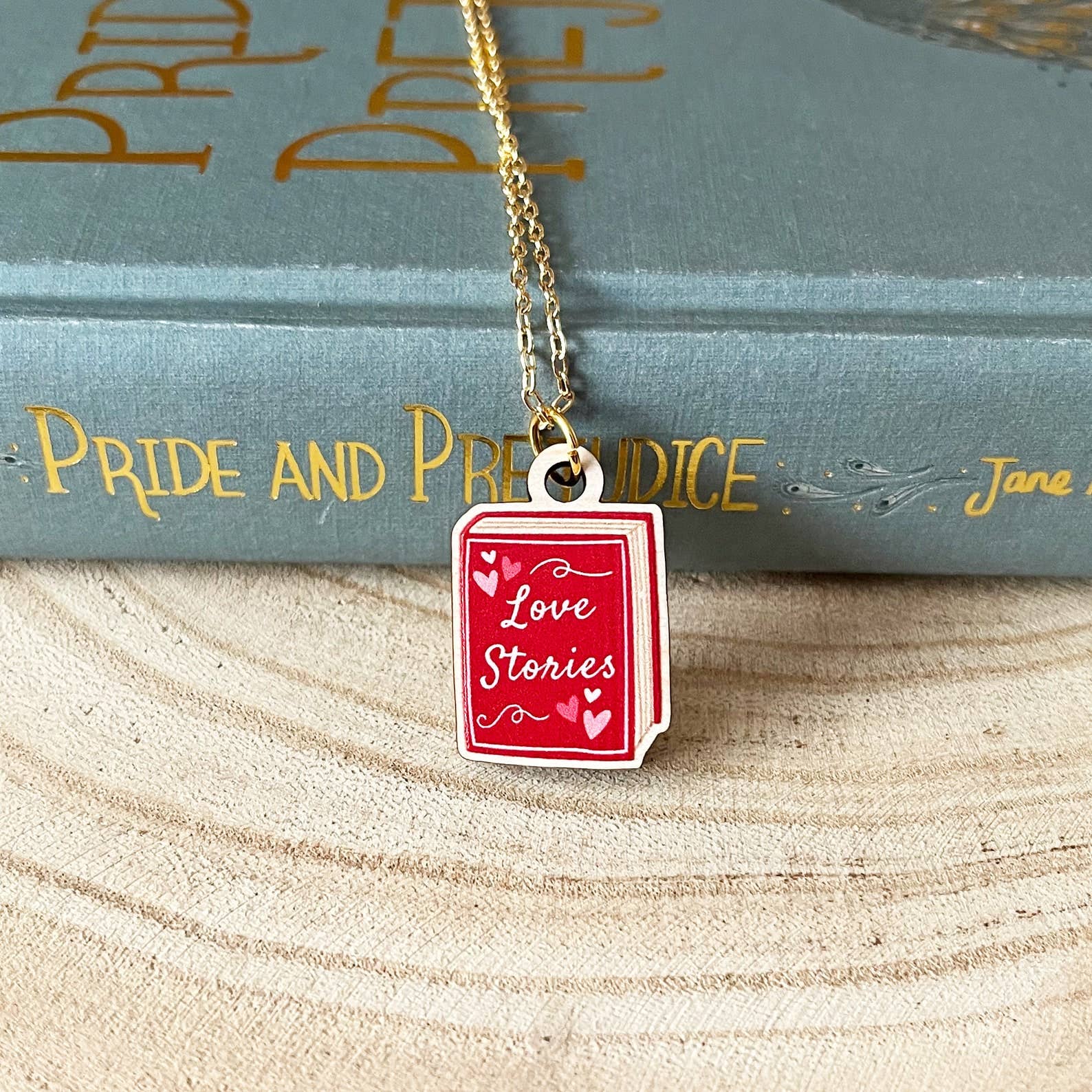 Quote and Quill - The Romance Reader Book Necklace