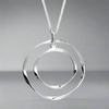 Sterling Silver Double Circle Light Curb Necklace