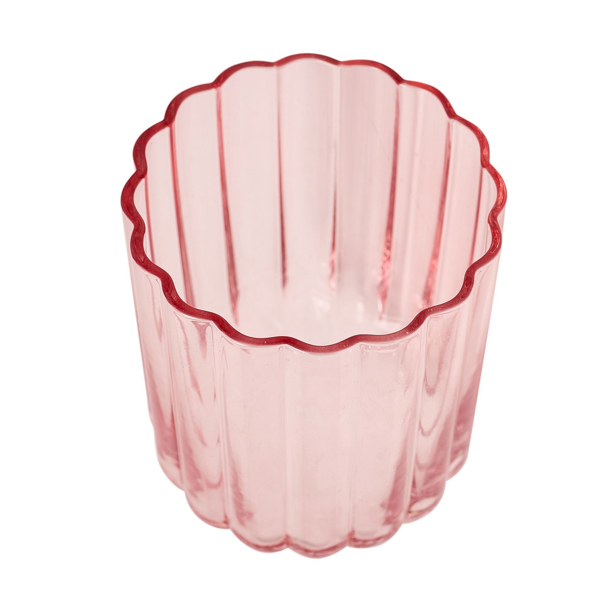 Hestia Set of 2 Pink Scallop Glass Tumblers