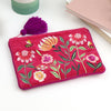 POM Fuchsia Floral Velvet Purse