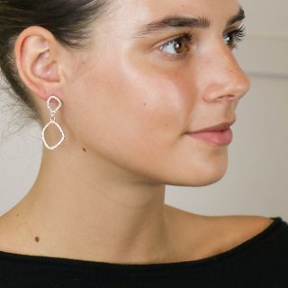 POM Silver Plated and Faux Gold Organic Shape Drop Earrings