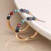 POM Golden Multi Colour Bead Hoop Earrings