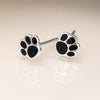 POM Sterling Silver Black Enamel Paw Print Stud Earrings