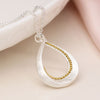 POM Brushed Silver Plated with Faux Gold Bead Teardrop Necklace