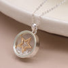 POM Silver Plated Gold Star Frame & Crystals Necklace