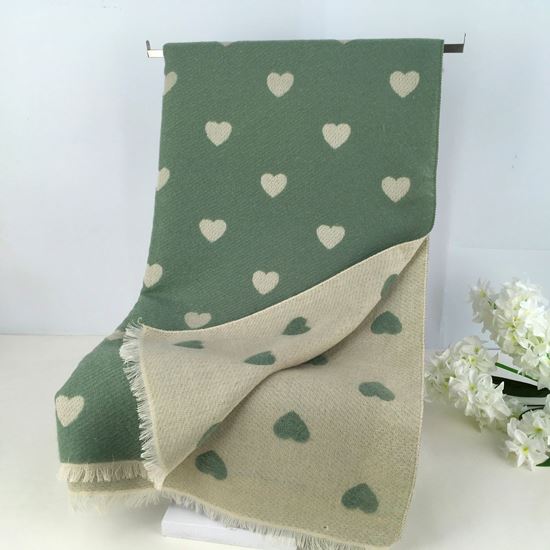 Green Reversible Heart Scarf