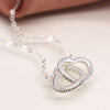 POM Silver Plated Crystal Edged Linked Heart Necklace