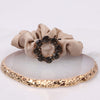 Beige Satin Scrunchie with Crystal Detail