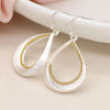 POM Brushed Silver Plated with Faux Gold Bead Teardrop Earrings