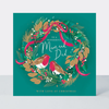 Christmas Mum & Dad Robin Wreath Card