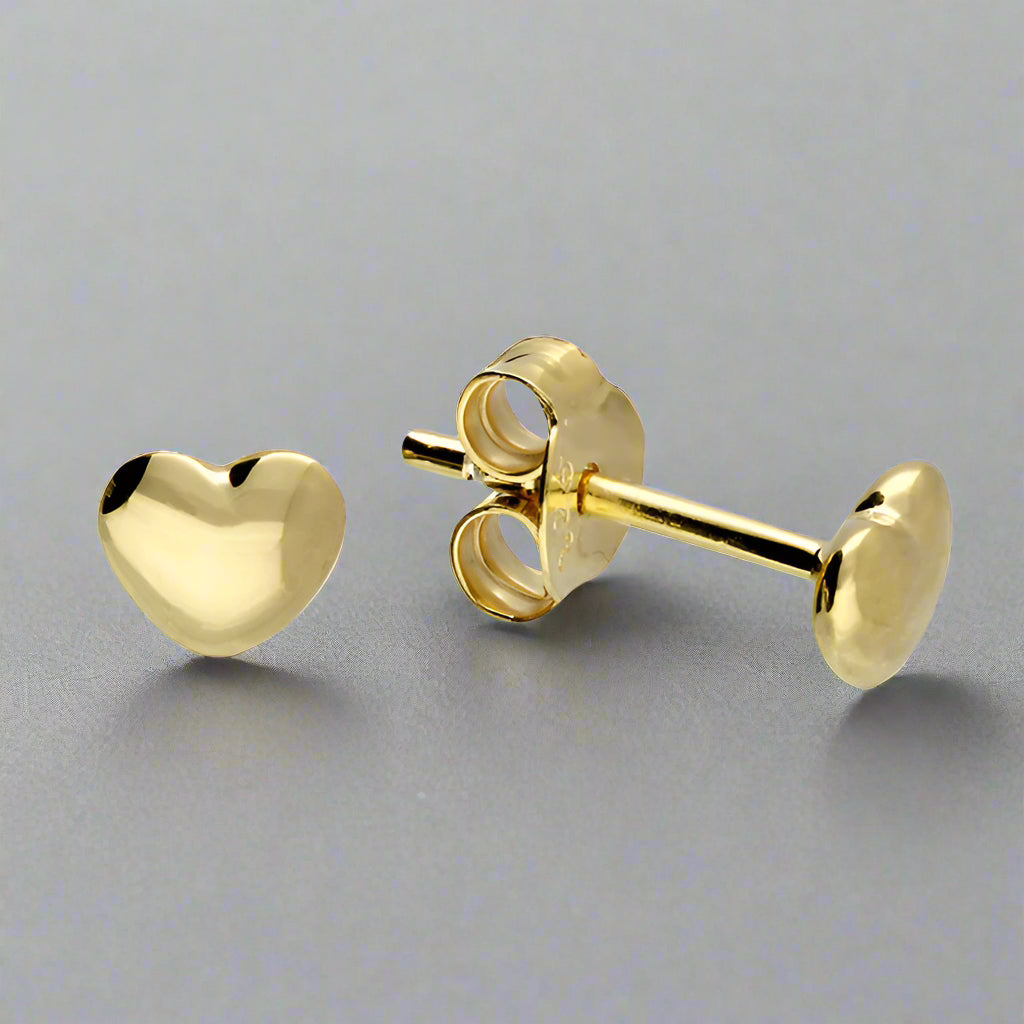 Sterling Silver Gold Plated Small Heart Stud Earrings