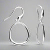 Sterling Silver Organic Oval Hook Earrings