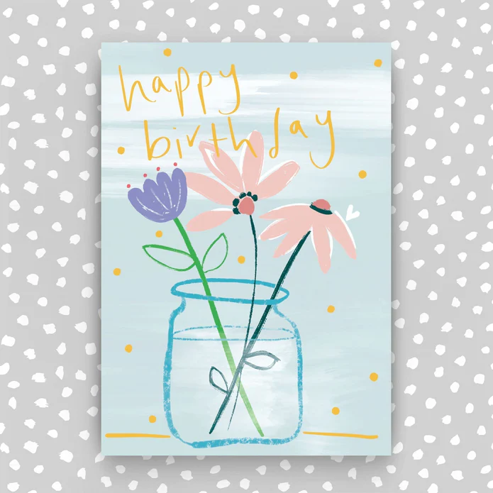 Happy Birthday Vase of Flowers Card