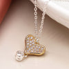 POM Faux Gold and Silver Plate Heart and Crystal Necklace