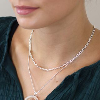 POM Silver Plated Wave Chain Necklace