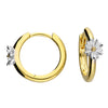 Sterling Silver Two Tone Gold Plated Daisy Hoop Earrings