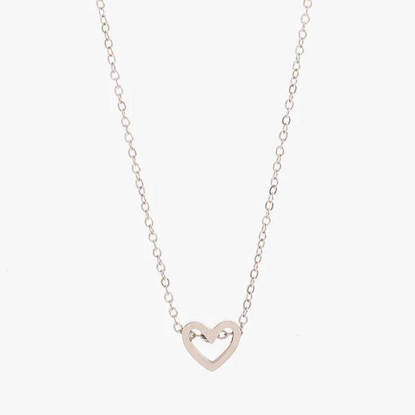 Miramira Simple Heart Outline Stainless Steel Necklace