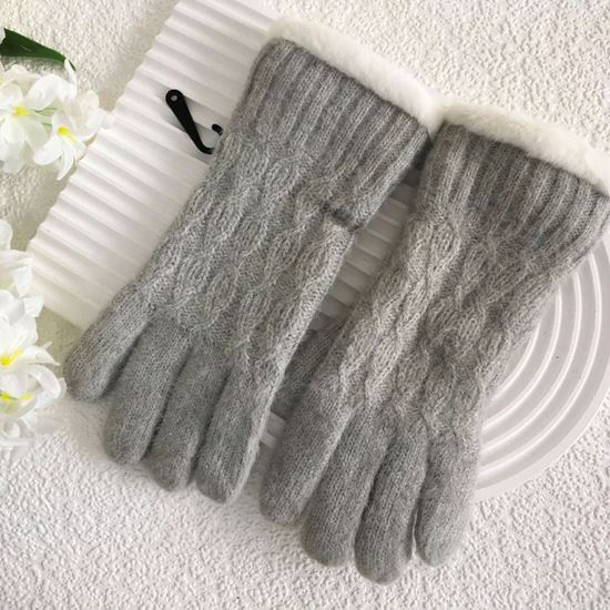 Light Grey Fur Lined Gloves