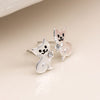 POM Sterling Silver Cute Cat with CZ Stud Earrings