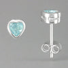 Sterling Silver Blue Topaz Heart Stud Earrings