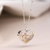 POM Silver Plated Gold Heart Frame & Crystals Necklace