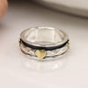 POM Sterling Silver Brass Heart Spinning Ring