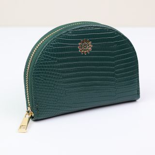 POM Dark Green Textured Faux Leather Coin Purse