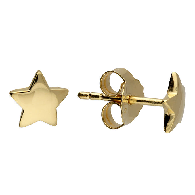 Sterling Silver Gold Plated Domed Star Stud Earrings