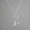 Sterling Silver Feather & Pearl Charm Necklace