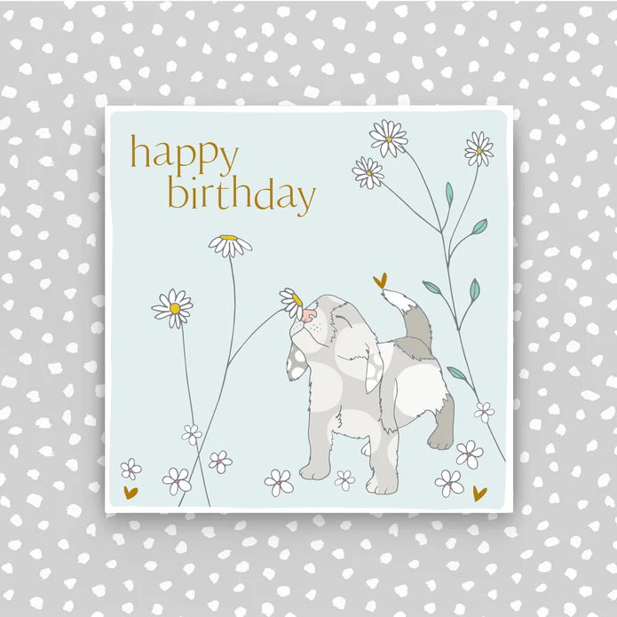 Happy Birthday Dog & Flower Card