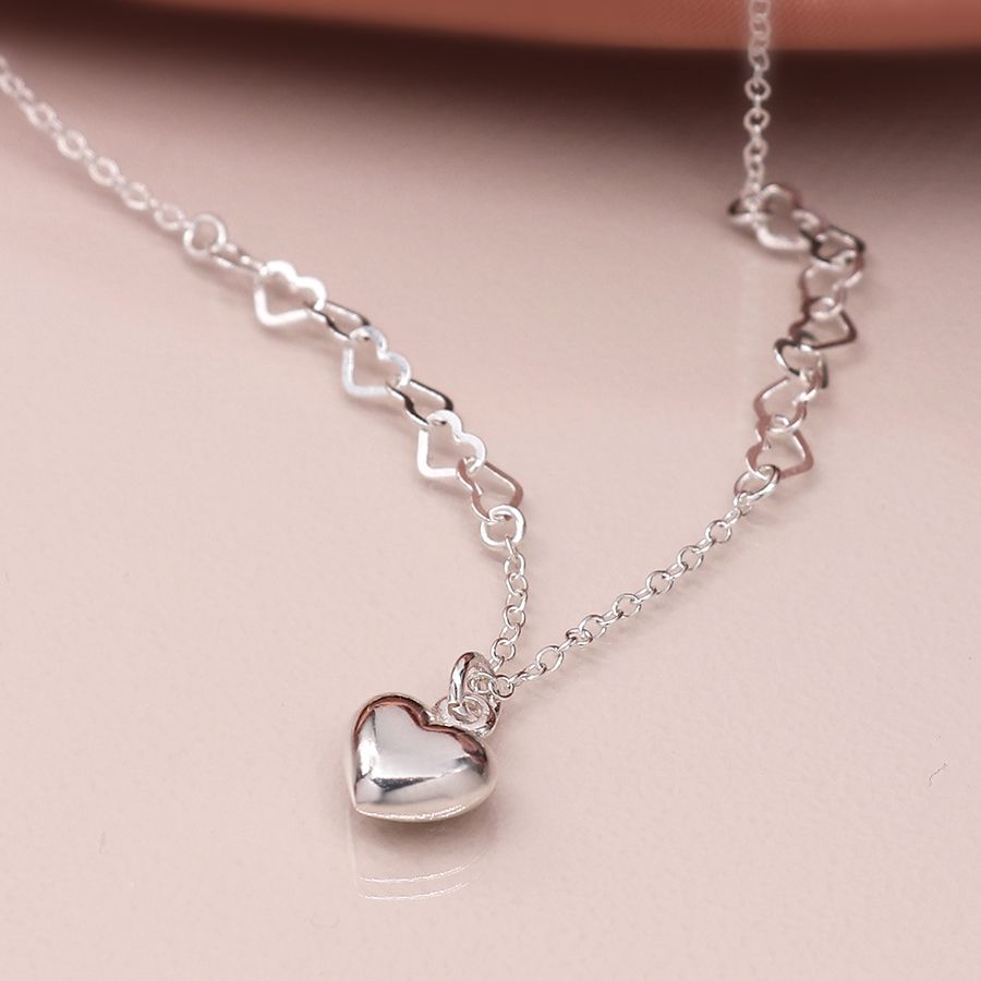 POM Sterling Silver Heart Chain Necklace