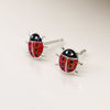 POM Sterling Silver Enamel Ladybird Stud Earrings