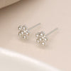 POM Sterling Silver Faux Pearl Beaded Flower Stud Earrings