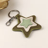 POM Green Faux Leather Star Keyring