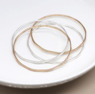 POM Faux Gold and Silver Plated Irregular Bangle Set