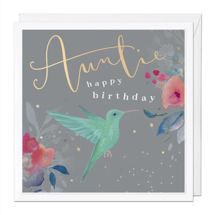 Whistlefish Auntie Hummingbird Birthday Card