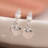 POM Sterling Silver Crystal and Heart Charm Earrings