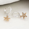 POM Silver Plated and Faux Gold Worn Star Hoop Earrings